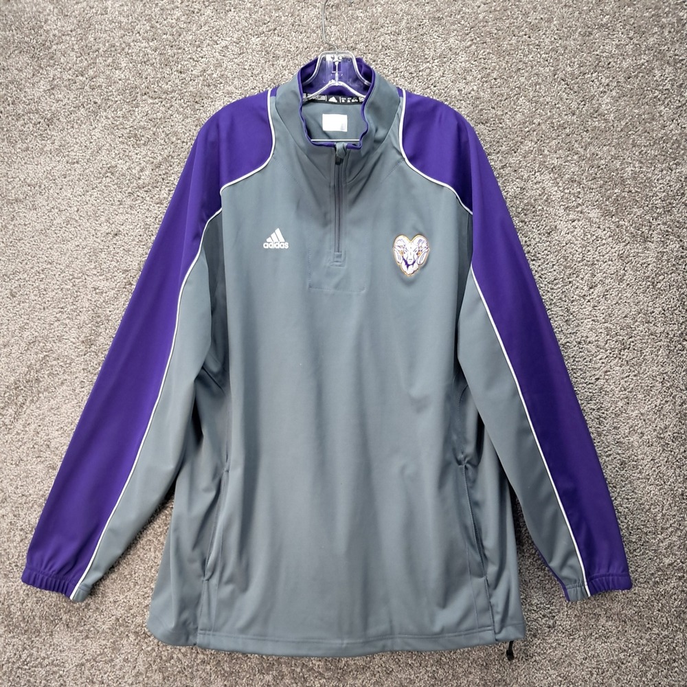 Adidas Mens XL Gray Purple Rams Quarter Zip Pullover Sweatshirt 6954A 14